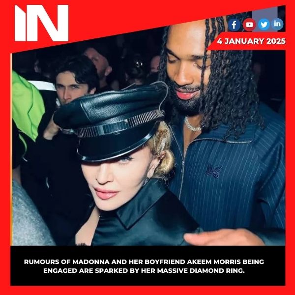 Rumours of Madonna and her boyfriend Akeem Morris being engaged are sparked by her massive diamond ring.