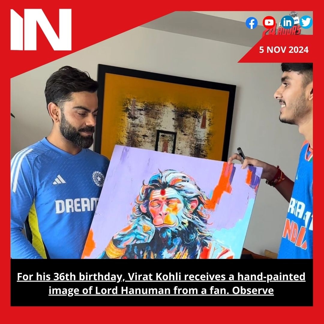 Virat Kohli gets hand-painted Lord Hanuman portrait from fan for 36th birthday. Watch