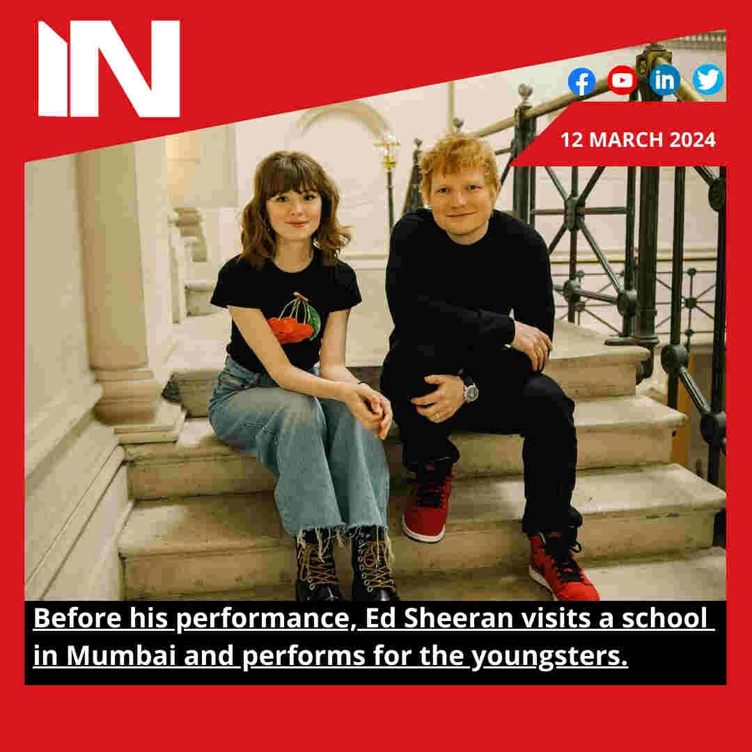 Before his performance, Ed Sheeran visits a school in Mumbai and performs for the youngsters.