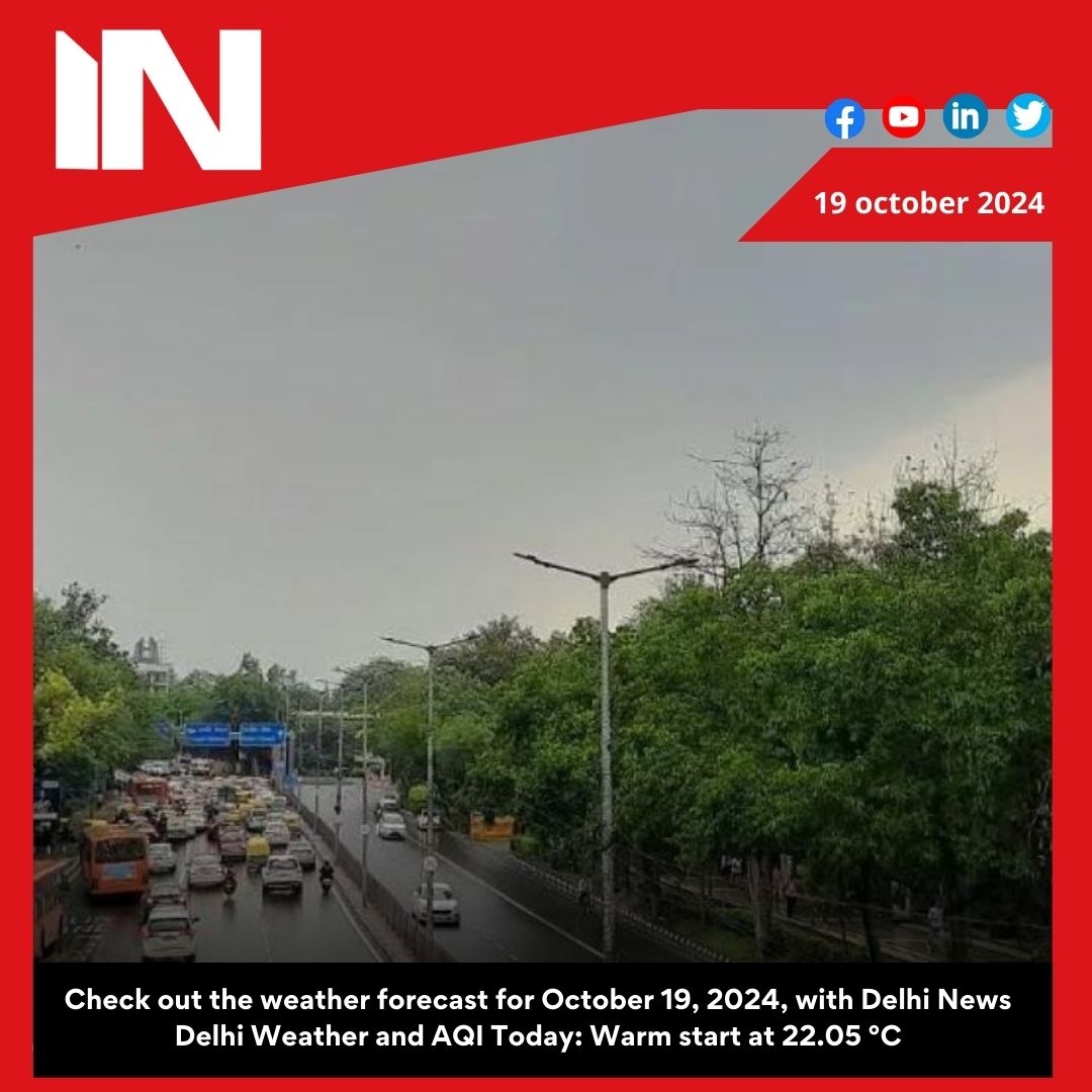 Delhi Weather and AQI Today: Warm start at 22.05 °C, check weather forecast for October 19, 2024