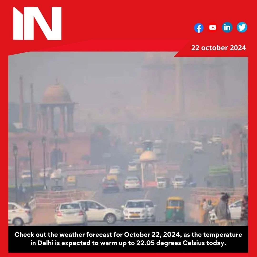 Delhi Weather and AQI Today: Warm start at 22.05 °C, check weather forecast for October 22, 2024