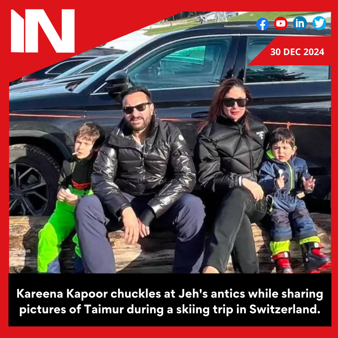 Kareena Kapoor chuckles at Jeh’s antics while sharing pictures of Taimur during a skiing trip in Switzerland.