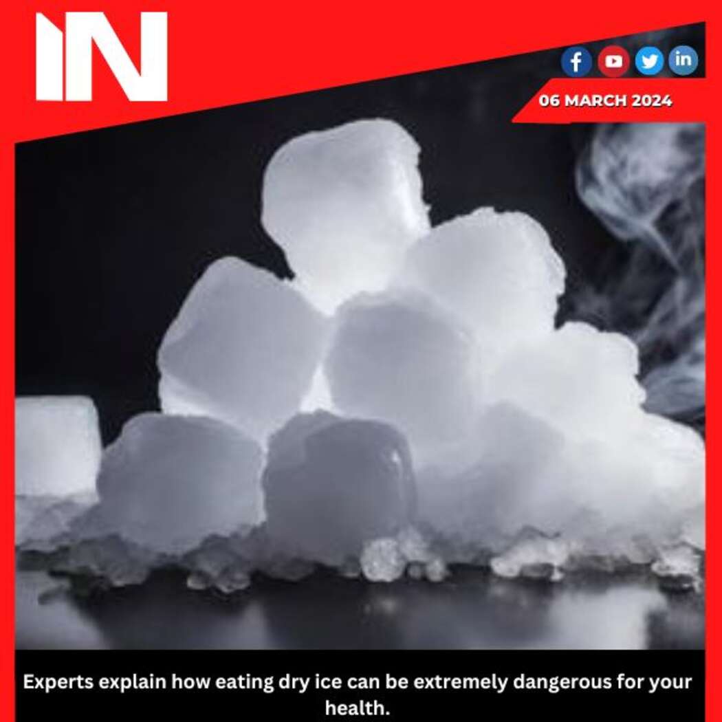 The article discusses the potential health risks associated with swallowing dry ice