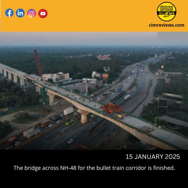 The bridge across NH-48 for the bullet train corridor is finished.