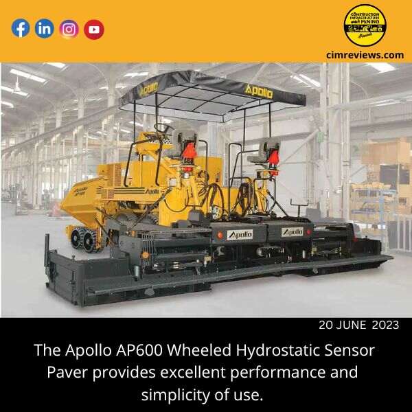 The Apollo AP600 Wheeled Hydrostatic Sensor Paver provides excellent performance and simplicity of use.