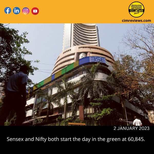 Sensex and Nifty both start the day in the green at 60,845.