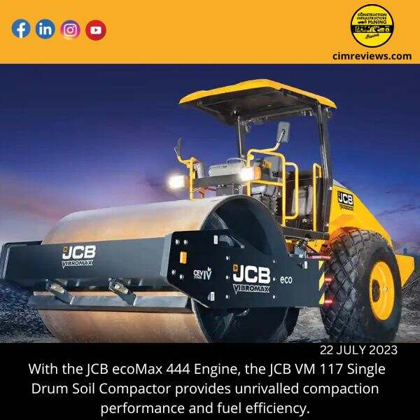 With the JCB ecoMax 444 Engine, the JCB VM 117 Single Drum Soil Compactor provides unrivalled compaction performance and fuel efficiency.