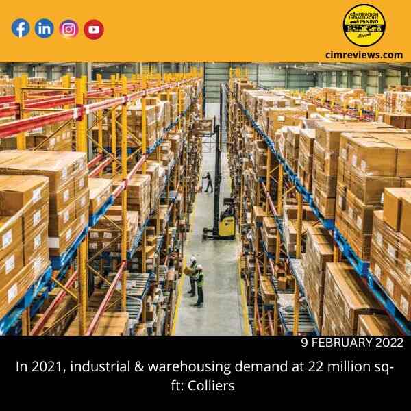 In 2021, industrial & warehousing demand at 22 million sq-ft: Colliers